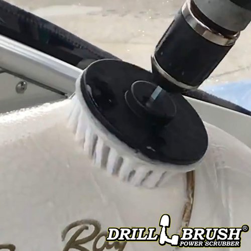 Softer Bristle Scrub Brush 5" Round with Power Drill Attachment by Drillbrush