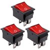 mxuteuk 3pcs AC110V/120V Rocker Switch DPST ON-Off 4 Pin Red Light Illuminated Snap-in Toggle Power Switch, AC 250V 6A 125V 10A, Use for Household Appliances MXU2-201NR