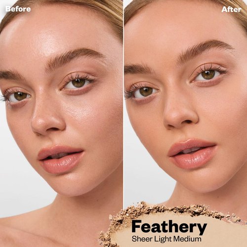 Kosas Cloud Set Face Setting Powder - Smoothing Shine Control, Soft, Sheer Translucent Makeup Finish, Portable & Long-Lasting Loose Pressed Baking Powder - Feathery (Sheer Light Medium)