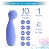 plusOne Personal Massager for Muscle Relaxation 10 Vibration Settings Waterproof Body Safe Silicone Ultra Hygienic Quick Charging USB Cable, Premium Periwinkle, 1 Count