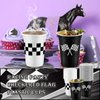 Teenyyou 24 Pcs Checkered Flag Party Supplies Checkered Plastic Cup 16 oz Race Car Cups Black and White Thick Checkered Cup for Racing Party Sports Themed Birthday Party Decorations
