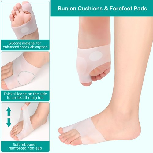 DYKOOK Gel Metatarsal Sleeves and Bunion Cushions 2Pack Thickened Metatarsal Silicone Pad Protector Bunion Pad Sleeve for Bunion Forefoot Pain Relieved and Friction Prevented