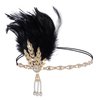 Tongcloud 1920s Flapper Feather Headband Roaring 20s Gatsby Headpiece Women's 1920s Headband Flapper Feather Headpiece (Black)