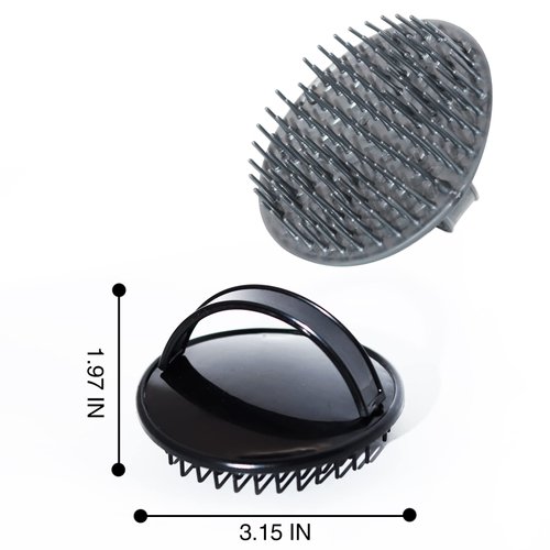 2pcs Scalp Massager Shampoo Brush for Dandruff Removal and Hair Growth, Shower Washing Hair Scrub Brush Tool for Women Men Pet (Black & Grey)