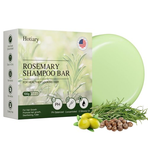 Hotiary Rosemary Hair Growth Shampoo Bar, Prevent Hair Loss Deep Cleansing Rosemary Shampoo Bar for Fine & Oilly Hair & Scalp with Castor Oil, 0 Silicone Oil (Rosemary) (3.4 Ounce)