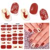 DUKASOU Christmas Semi Cured Gel Nail Strips, Elk | 28 pcs Christmas Style Gel Nail Strips Work with Any UV Lamp, Salon Quality Nail Stickers for Christmas, Include Prep Pads, Nail File&Wood Stick