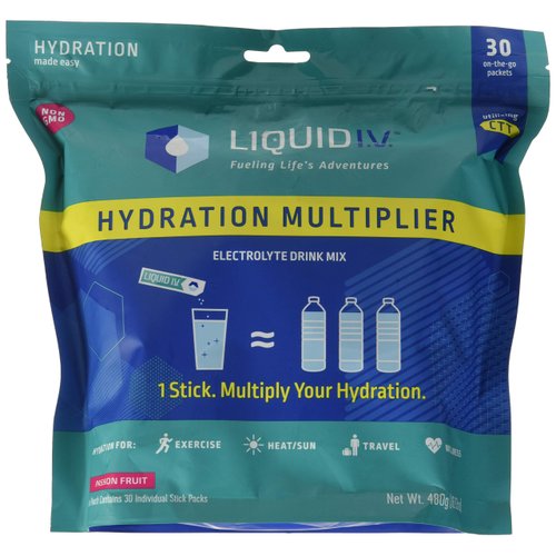 Liquid I.V.Hydration Multiplier,Electrolyte Powder,Easy Open Packets,Supplement Drink Mix(Passion Fruit,30 Count)