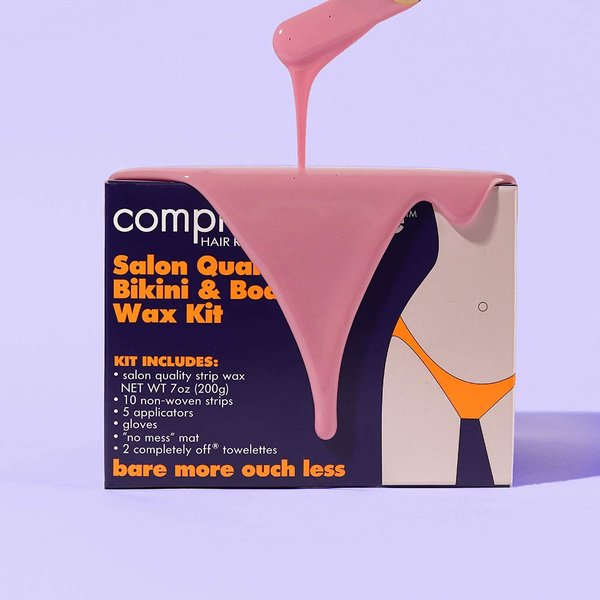 Completely Bare bare more ouch LESS Bikini & Body Waxing Kit to Remove Deepest and Coarest of Hairs - For Hairless & Smoother Skin + Less Redness & Irritation, 7 oz