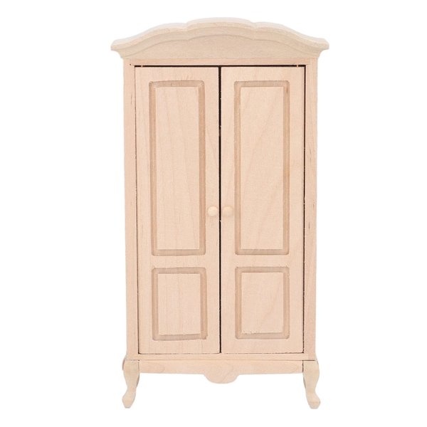 Agatige Miniature Wardrobe, 1/12 Scale Double Door Dolls House Closet for Dollhouse Furniture Accessory