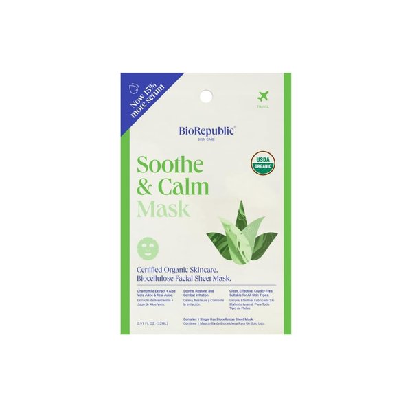 BIOREPUBLIC Organic Soothe & Calm Facial Sheet Mask, 1.08 FZ