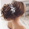 Unicra Silver Bride Wedding Hair Comb Flower Bridal Headpiece Sparkly Rhinestone Hair Accessories Crystal Hair Piece Jewelry for Women and Girls
