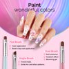MelodySusie 2-in-1 Nail Art Brushes Set,3pcs Nail Art Design Pen Painting Tools with Flat Brush Oval Brush French Brush Liner Brushes for Home DIY Salon Use