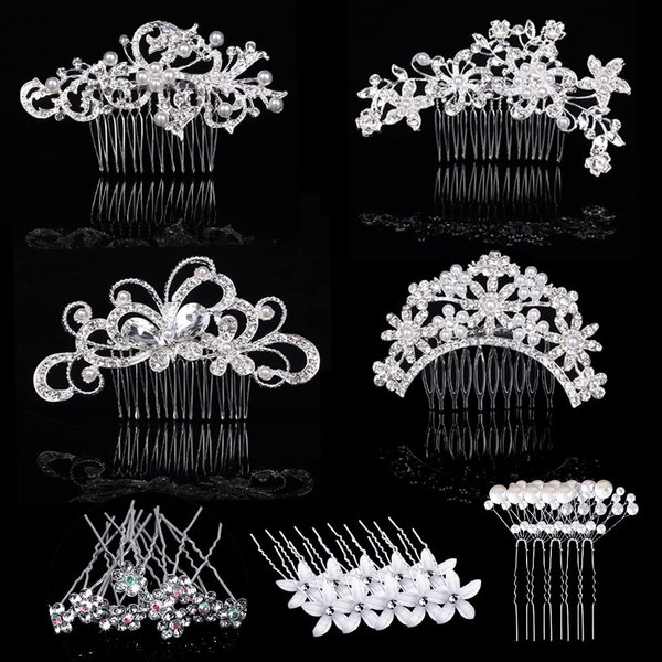 29 Pieces Wedding Hair Comb Hair Pins Set, FULANDL Faux Pearl Crystal Bridal Hair Accessories, Rhinestone Bridal Side Combs U-shaped Flower Hair Clips for Brides Women Girls
