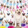 GOYOSWA Dog Birthday Party Supplies, Dog Party Decorations Dog Themed Birthday Party Supplies Includes 1 Birthday Banner, 6 Dog Honeycomb Centerpieces, 6 Hanging Swirls with 6 Dog Cutouts Decorations