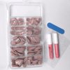 AddFavor 240pcs Press on Nails Short Square Fake Nails Glossy Full Cover Acrylic Artificial Glue on Nails Kit for Women and Girls, Natural Nude Nails