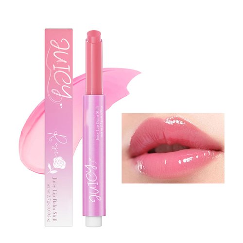 DLZZRS Juicy Lip Plump Shift, Click Melting Lip Balm Lasting Tint Hydrating & Nourishing Lip Care Moisturizer Glossy Color Changing Lip Gloss Non Sticky Lipstick Vegan Tinted Lip Balm (#1 Rose)