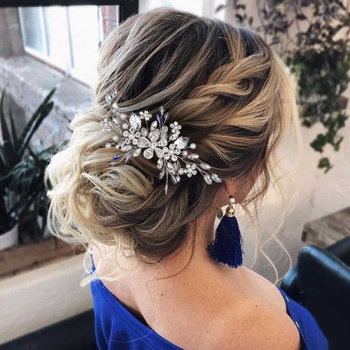 Jeairts Rhinestone Wedding Hair Accessories Crystal Bridal Hair Pieces Flower Wedding Headpiece Hair Dress Bridal Hair Comb for Brides and Bridesmaids