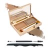 Eyebrow Powder Kit-2 Color Tinted Eye Brow Powder Palette,Waterproof Longlasting Light Brown/Coffee Blonde Brow Filler,Professional Brow Contour Makeup for Women with Mirror Brow Brush & Razor-Set02