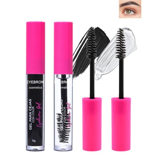 Waterproof Eyebrow Gel Set, Thickening Tinted Brow Mascara Gel & Clear Setting Brow Glue, Eyebrow Filler Fast Sculpt Brow Freeze Gel, Long-Lasting Transfer-Proof Eyebrow Makeup for Women-03#Black
