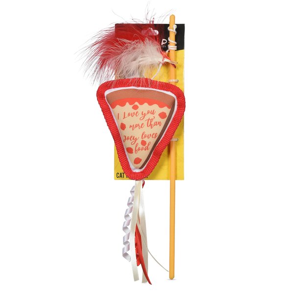 Friends the TV Show Cat Toy Joey Loves Pizza Catnip Wand, Catnip Inside | Friends for Pets | Interactive Toy for Cats, Dancing Teaser with Ribbons | Cat Exercise Toy with Feathers and Catnip