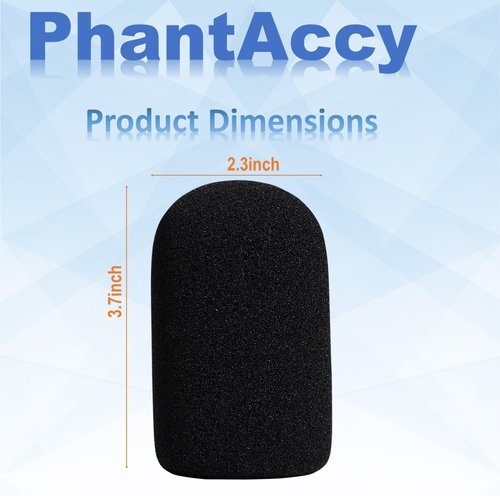 PhantAccy Pop Filter/Windscreen for Audio-Technica AT-2020 AT-2035 AT-2050 ATR2500 ATR2500X AT-4040 Microphones, Foam Mic Cover for Filtering Plosives and Hissing Noise (Foam-Black)