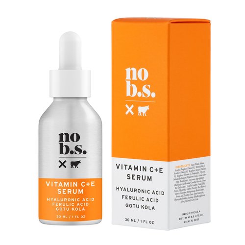 No B.S. (No Bad Stuff) Vitamin C & E Serum, Hyaluronic Acid, Gotu Kola, Ferulic Acid, Vitamin E & C, Face Serum to Protect, Smooth & Brighten Skin, Gluten Free, Vegan, Travel Size, 1 FL Oz