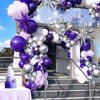 Kozee Dark Purple and silver Balloon garland kit 126Ppcs with light lilac White silver starburst crown foil balloons for Girl 15/16 Birthday anniversary graduation Party Decorations