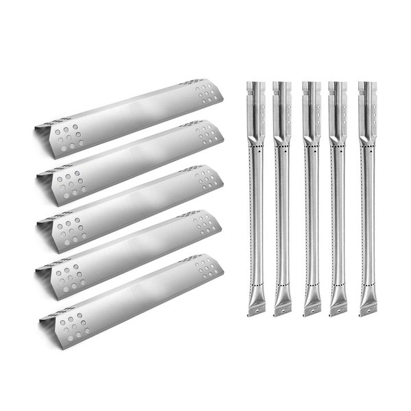 Hongso 5 Burners Pipe Tube and 5 Heat Plates Repair Kit Replacement Parts for Jenn Air Gas Grill 720-0709, 720-0709B, 720-0727, Kitchen Aid 720-0709C, 720-0954, 720-0954A, SBE6415-SPG4515