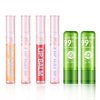 DWDiWen 4 Pcs Shiny Lip Gloss Set,Non-sticky Long Lasting Moisturizing Lip Glow Oil Makeup Set with 2 Aloe Vera Color Changing Lipsticks for Women,Tinted Lip Balm & Lip Plumping Lip Gloss Set