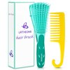 Detangling Hair Brush,Hair Detangler Brush and Wide Tooth Comb Set for Black Natural Curly Wet Dry Thick Straight Long Hair, Afro American Type 3a-4c, Comfortable Grip,Easy to Clean, Durable