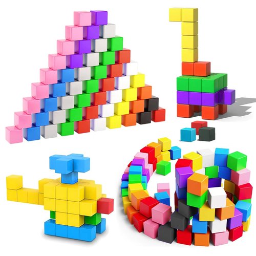 Ausanew 48 Pieces Magnetic Building Blocks Set,10 Colors Magnets for Kids 2-8 Year Olds,STEM Education, Sensory and Montessori Toys