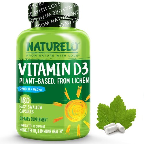 NATURELO Vitamin D - 2500 IU - Plant Based from Lichen - Natural D3 Supplement for Immune System,...