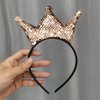 Crown Headband Laser Glitter Hair Band Crown Sequin Hair Accessories Girls Women Birthday Party(Khaki)