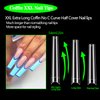 600PCS No C Curve Coffin Nail Tips for Acrylic Nails Professional, XXXL Clear Coffin Nail Tips, 12 Sizes Extra Long Acrylic Nail Tips Flattened Half Cover Fake Nails for Nail Salons and Home DIY
