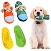 Zhanmai 4 Pieces Dog Shoe Chew Toys Puppy Chew Shoe Dog Chew Toy Sandal Durable Dog Squeaky Mini Sneakers Shoes Decoy Sandal Squeaky Chews Plush Shoes Toys for Dogs