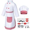 Kids Chef Costume for Boys Girls Kitchen Cooking Party Cosplay 8-9 Years Red