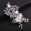 JWICOS Bridal Flower Hair Clips Wedding Hair Comb Pearl Wedding Hair Accessories for Women and Girls purple