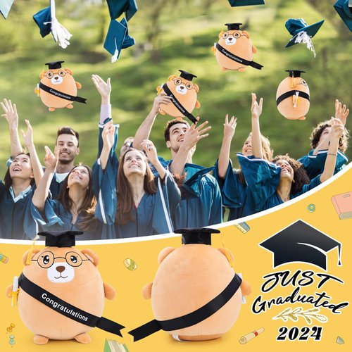 Emoin Graduation Bear Plush Graduation Gifts for Boys and Girls, 11.8'' Graduation Stuffed Animal Bear Plush Pillow with Cap,Graduation Plush Animal Gift for Her, for Him, for College, High School