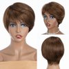 QUEEN VIRGIN REMY QVR Pixie Cut Wig Human Hair Wigs with Bangs Short Wigs for Black Women Human Hair Different Style Pixie Wig for Daily Wear Ombre Highlight Brown Color