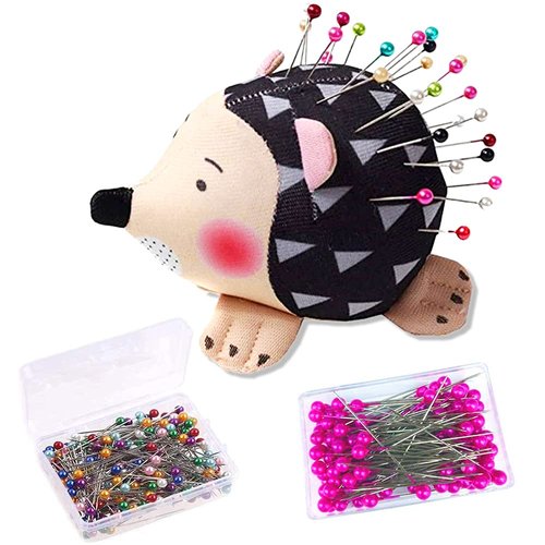 200 PCS Sewing Straight Pins 1.5 inch Pearlized Ball Push Pins, Including Head Hedgehog Shape Pin Cushion， Sewing Set for Sewing Crafts Dressmaking Jewelry Components Flower Decoration (Colorful)