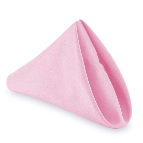 Lann's Linens - 1 Dozen 17" Cloth Dinner Table Napkins - Machine Washable Restaurant/Wedding/Hotel Quality Polyester Fabric - Pink