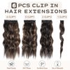Vigorous Clip in Hair Extensions 20Inch Hair Extensions Clip Ins 6Pcs Long Wavy Hairpieces(Black&Dark mix light brown)
