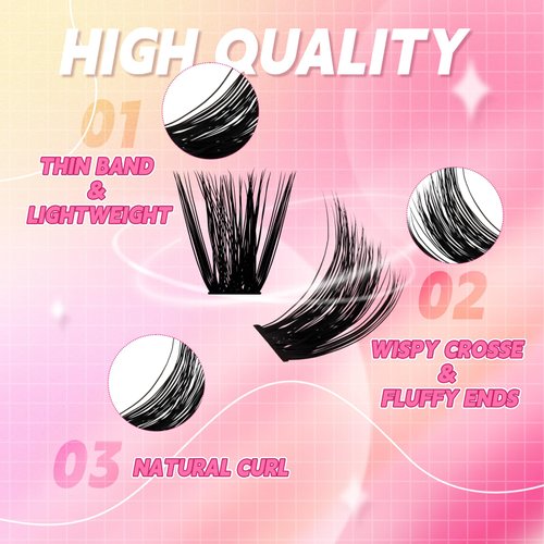 Lash Clusters 280pcs 80D 10-18mm Cluster Lashes Mixed Tray 3D Effect Volume Individual Lashes Cluster Eyelash Extensions Fluffy Soft D Curl DIY Lash Extension Kit at Home (80D-0.07-D,10-18mm)