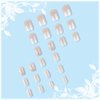 White Gradient Short Square Press on Nails with Flower Leaves Design, Glossy Nude False Nails Gel Glue on Nails, Ombre Manicure Art Fake Nails Stick on Nails for Coquette Women Girls