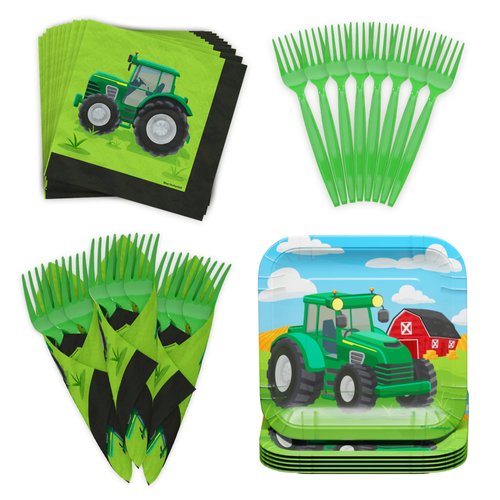 Tractor Value Party Supplies Pack (64 Pieces for 16 Guests) - Tractor Birthday Party Supplies, Tr...