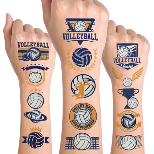 24 Sheets Volleyball Temporary Tattoos, Birthday Decorations Volleyball Party Favors