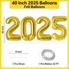 40 Inch Giant Gold Number 2025 Balloon, 2025 New Years Decorations for 2025 Happy New Year Eve Christmas and Graduations Party Supplies