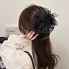 Arvintas 2 PACK Black Chiffon Bowknot Hair Clips, Mesh Tulle Bow Hair Claw Clips with Rhinestones, Big Claw Clips for Thick Hair Ponytail Hair Accessories for Women