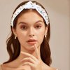 Uintoon White Knotted Headband Sparkly Rhinestone Headbands Women Girls Wide Top Knot Shiny Headbands Headpieces Crystal Beaded Jeweled Hairbands Fashion Embellished Hair Band Non Slip Accessories