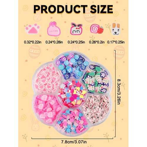 Easter Nail Art Sequins, Kalolary 3D Rabbits, Carrots, Eggs, Chicks, Flowers Shape Polymer Clay Slices for Acrylic Nails Design Easter Party Decor（3 Boxes）